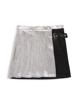 Little Girl's & Girl's Metallic Schoolgirl Skirt - Silver - Size 7