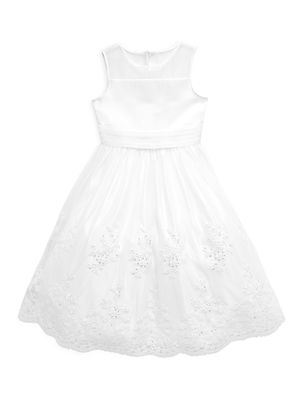 Little Girl's & Girl's Mia Embroidered Satin Dress - White - Size 7 - White - Size 7
