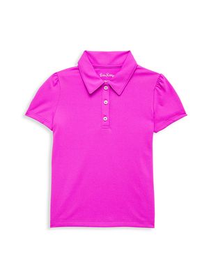 Little Girl's & Girl's Mini Frida Puff-Sleeve Polo - Orchid Oasis - Size 10