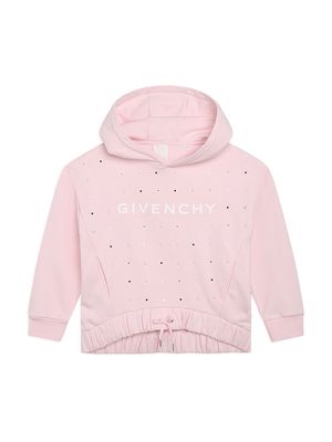 Little Girl's & Girl's Mini Me Logo & Swarovski Embellished Hooded Sweatshirt - Marshmallow - Size 6