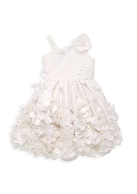 Little Girl's & Girl's Misha Flower Appliqués One-Shoulder Dress