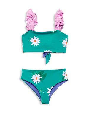 Little Girl's & Girl's Mutuo Bamba Bikini Set - Green Floral - Size 10 - Green Floral - Size 10