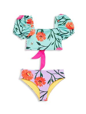 Little Girl's & Girl's Mutuo Bubble Bikini Set - Floral Multi - Size 10 - Floral Multi - Size 10