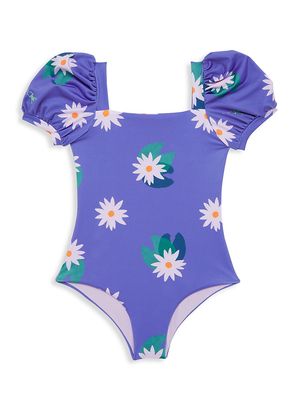 Little Girl's & Girl's Mutuo Bubble One-Piece Swimsuit - Purple Multi - Size 12 - Purple Multi - Size 12