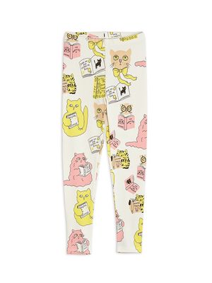 Little Girl's & Girl's Organic Cotton Cats Leggings - Offwhite - Size 6 - Offwhite - Size 6