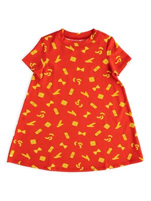 Little Girl's & Girl's Pasta Print Short-Sleeve Lounge Dress - Red - Size 2