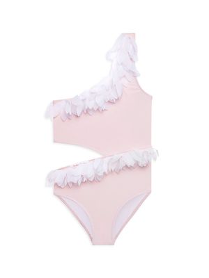 Little Girl's & Girl's Petal-Trim Cut-Out Bathing Suit - Pink - Size 8 - Pink - Size 8