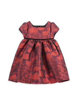 Little Girl's & Girl's Pippa & Julie Rose Brocade Dress - Red Black - Size 5 - Red Black - Size 5