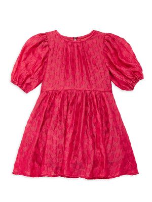 Little Girl's & Girl's Polka Dot Pouf-Sleeve Dress - Rust - Size 2 - Rust - Size 2