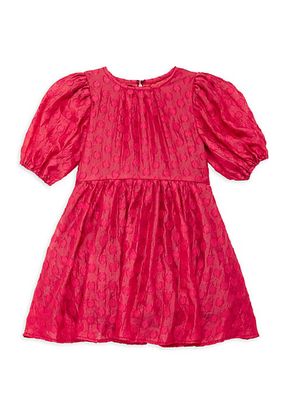 Little Girl's & Girl's Polka Dot Pouf-Sleeve Dress