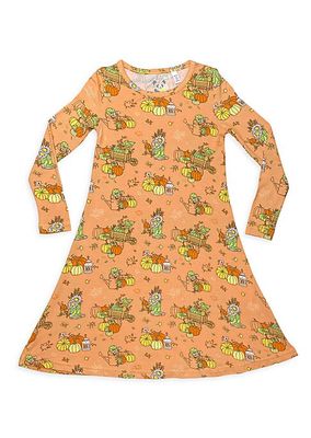 Little Girl's & Girl's Pumpkin Long-Sleeve Nightgown