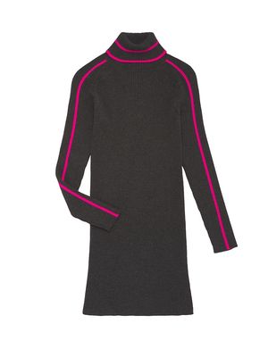 Little Girl's & Girl's Racer Stripe Turtleneck Dress - Charcoal Pink - Size 10 - Charcoal Pink - Size 10