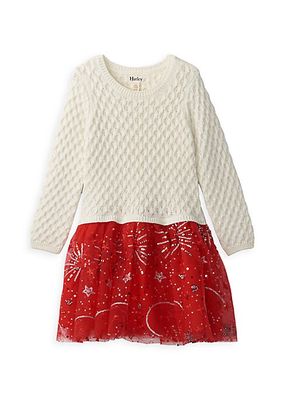 Little Girl's & Girl's Red Sparkle Sweaterdress
