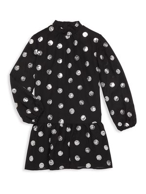 Little Girl's & Girl's Rori Dot Sequin Dress - Black - Size 12 - Black - Size 12