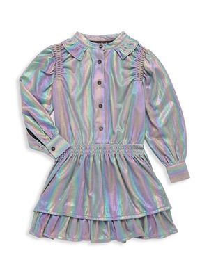Little Girl's & Girl's Sally Iridescent Shirtdress - Luster - Size 10 - Luster - Size 10