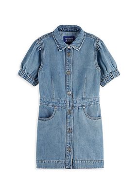 Little Girl's & Girl's Short-Sleeve Denim Dress
