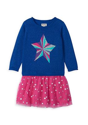 Little Girl's & Girl's Star Power Tulle Drop-Waist Dress