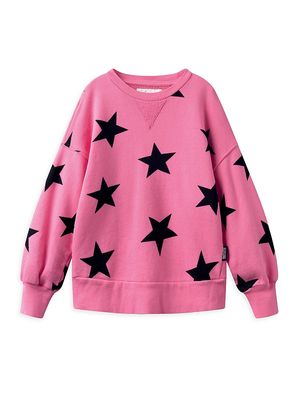 Little Girl's & Girl's Star Print Sweatshirt - Hot Pink - Size 2 - Hot Pink - Size 2