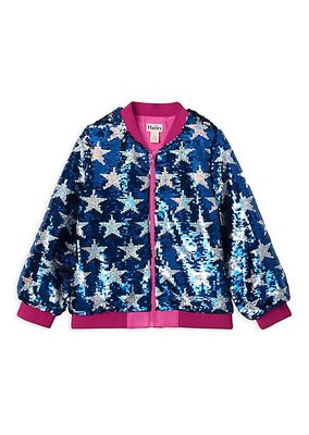 Little Girl's & Girl's Star Sequined Bomber Jacket