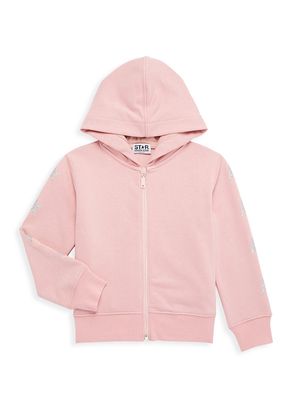 Little Girl's & Girl's Star Zipped Hoodie Sweatshirt - Pink Silver - Size 10 - Pink Silver - Size 10