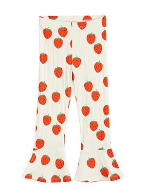 Little Girl's & Girl's Strawberry Print Flared Pants - Off White - Size 10 - Off White - Size 10