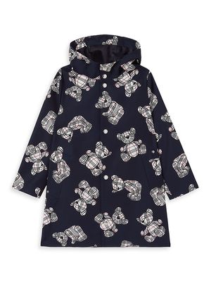 Little Girl's & Girl's Thomas Bear Print Hooded Coat - Midnight - Size 12