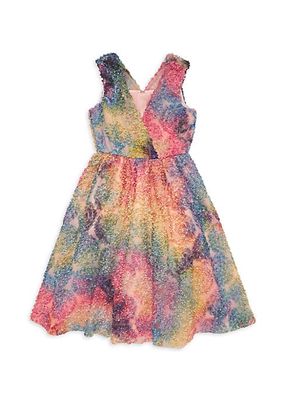 Little Girl's & Girl's Tie-Dye Ruffle-Trim Dress