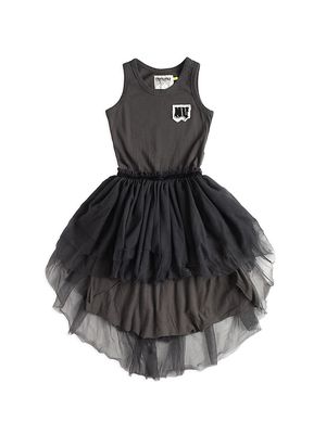 Little Girl's & Girl's Tulle Tank Dress - Dyed Graphite - Size 2 - Dyed Graphite - Size 2