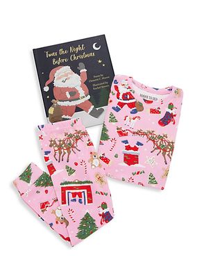 Little Girl's & Girl's Twas The Night Before Christmas Book & Pajamas Set