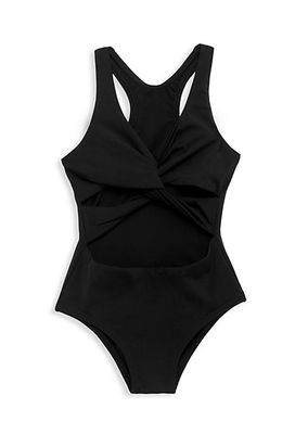 Little Girl's & Girl's Twist-Front Cutout One-Piece