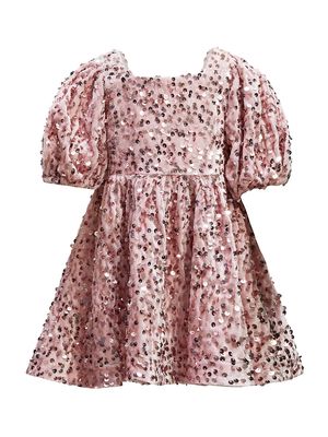 Little Girl's & Girl's Velour Sequin Dress - Pink Sequin - Size 10