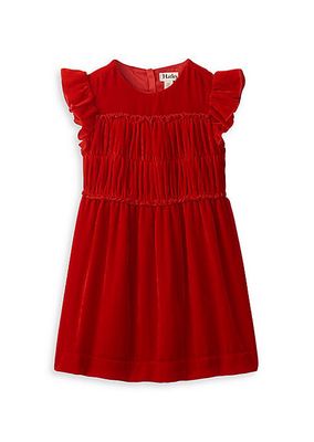 Little Girl's & Girl's Velvet Smocked Dress