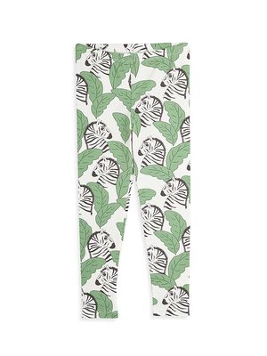 Little Girl's & Girl's Zebra Print Leggings - Green - Size 10 - Green - Size 10