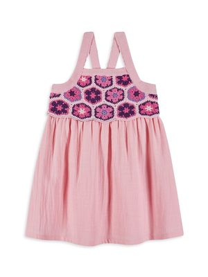 Little Girl's Crochet Knit Dress - Pink - Size 2