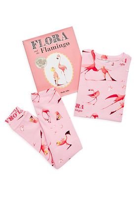 Little Girl's Flora The Flamingo Book & Pajamas Set