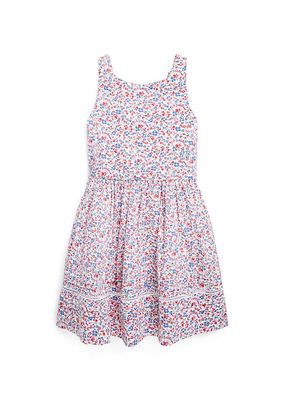Little Girl's Floral Print Seersucker Dress