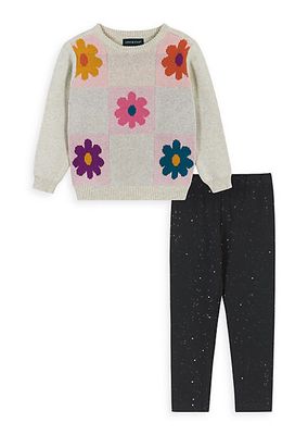 Little Girl's Floral Sweater & Pants Set