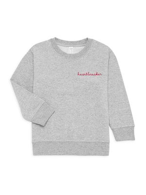 Little Girl's Heartbreaker Crewneck Sweatshirt - Grey - Size 2 - Grey - Size 2
