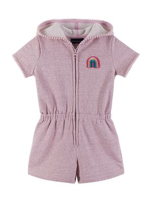 Little Girl's Hooded Zip-Up Terry Romper - Pink - Size 4