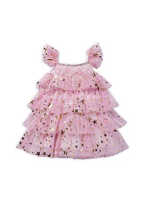 Little Girl's Metallic Star Layered Tulle Dress