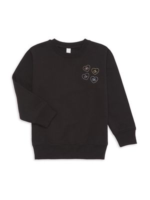 Little Girl's XOXO Crewneck Sweatshirt - Black - Size 2 - Black - Size 2