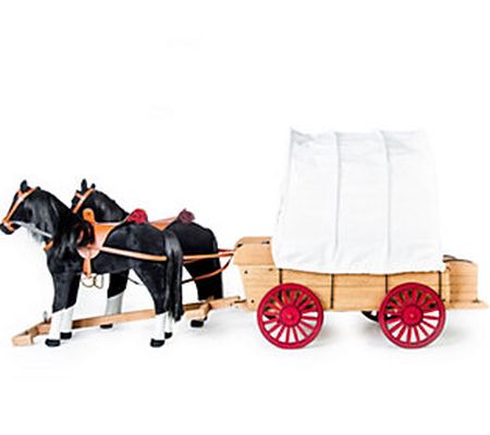 Little House Covered Prairie Wagon Converts to Sleigh& 2Horses