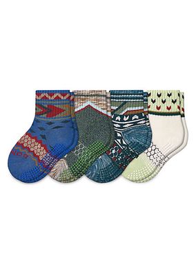 Little Kid's 4-Pack Holiday Gripper Calf Socks