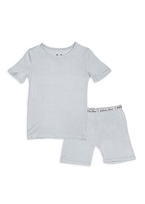 Little Kid's & Kid's Cloud Grey T-Shirt & Shorts Pajama Set