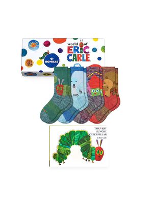 Little Kid's & Kid's Eric Carle Calf Socks 4-Pack - Ages 5-11 - Macintosh Red