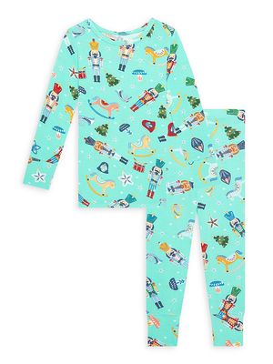 Little Kid's & Kid's Fritz Long Sleeve Basic Pajama Set - Turquoise - Size 3