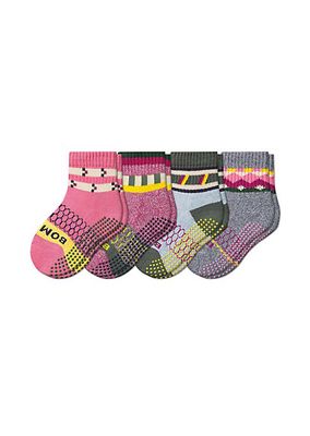 Little Kid's & Kid's Gripper Stripe Calf Socks 4-Pack - Ages 1-5