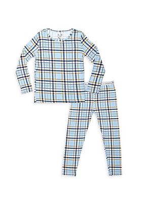 Little Kid's & Kid's Holiday Plaid Long-Sleeve Shirt & Pants Pajama Set