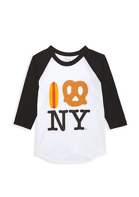 Little Kid's & Kid's Hot Dog Pretzel NY Raglan T-Shirt