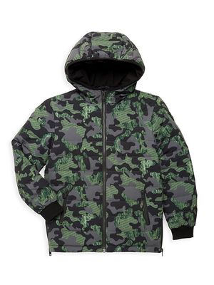 Little Kid's & Kid's Minto Camouflage Down Jacket - Camo Army - Size 10